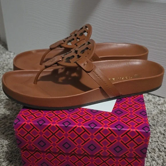 Tory Burch Miller Cloud Cal LEATHER AGED CARMELLO SIZE 8